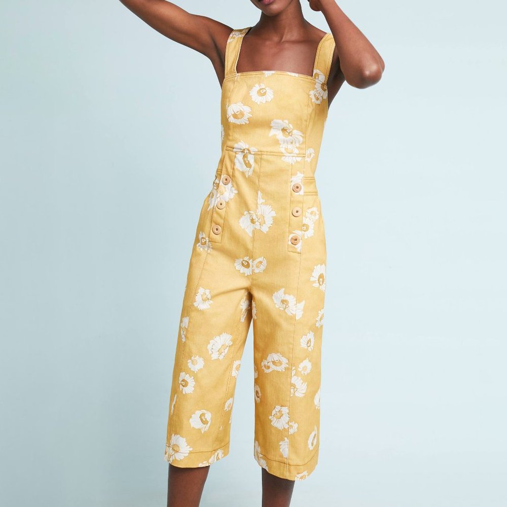 HTF Anthropologie Daisy Days Denim Jumpsuit